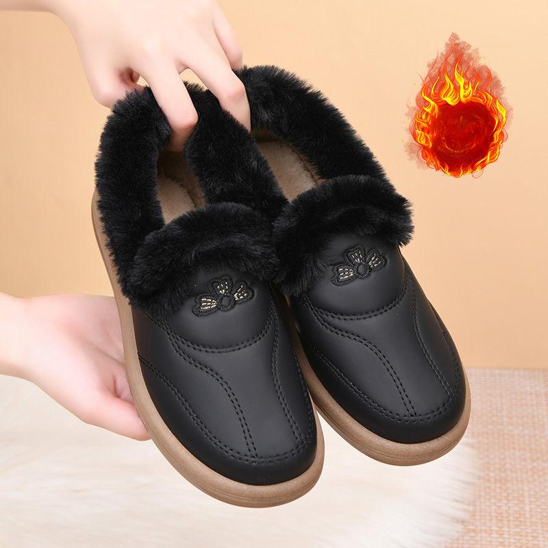 

Зимние сапоги для женщин, теплые, однотонные, плюшевые, утолщенные, без застежек, хлопковые туфли 41 кофейный