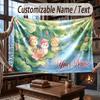 Floral Garden Theme Throw Blanket Custom Name Text Personalized Blanket Soft Cozy Blanket for Home Sofa Bed