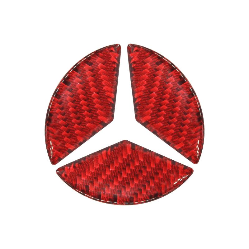 OLV5 Carbon Fiber Car Logo Steering Wheel Airbag Decal Trim Stickers Interior Accessory For Mercedes-Benz GLA CLA New C E Class 16-19