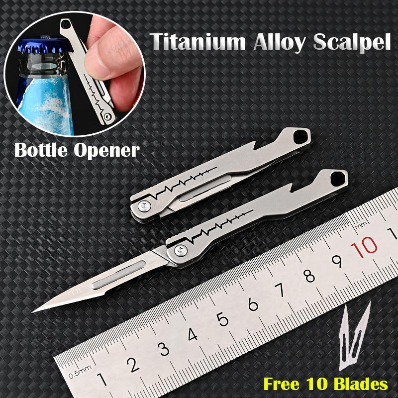 NEW NO11 Replaceable Blades Scalpel Folding Knife Quick Open Bottle Opener Keychain EDC Folding Knife 10 Blade Free Useful Tool