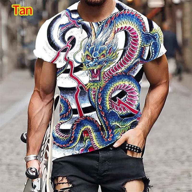 Fashion Chinese Dragon Pattern T-Shirt For Men Animal 3D Printed Tees Summer Casual Loose S