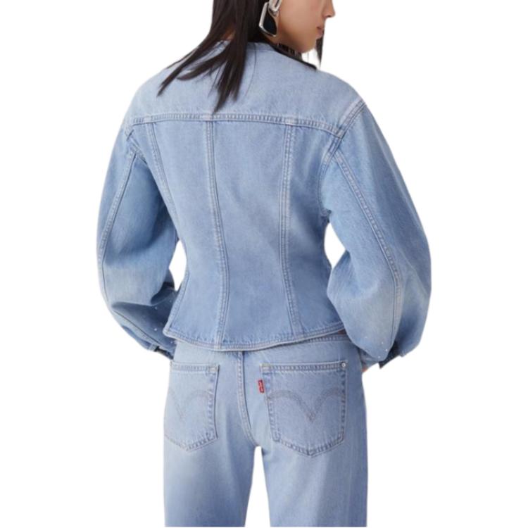 Levis Casual Comfortable Slim Fit Round Neck Long Sleeve Denim Jacket Women Jackets Blue 003HO-0000