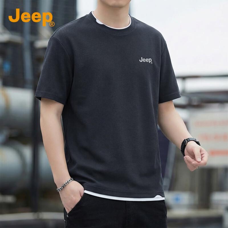 

Мужская футболка Jeep с коротким рукавом, имитация двух предметов, цветовые блоки M
