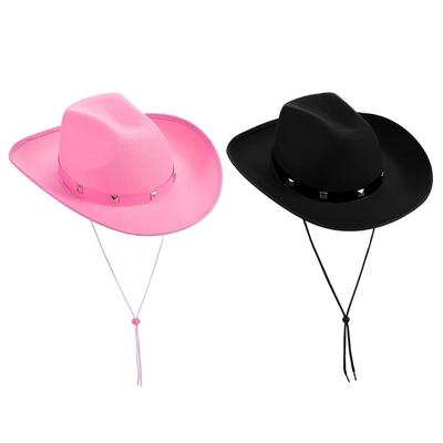 Unisex Cowboyhüte für Erwachsene mit verstellbarem Kinnband Nieten Cowgirlhut Outdoor Fahren Reisen Reiten Cowboyhüte