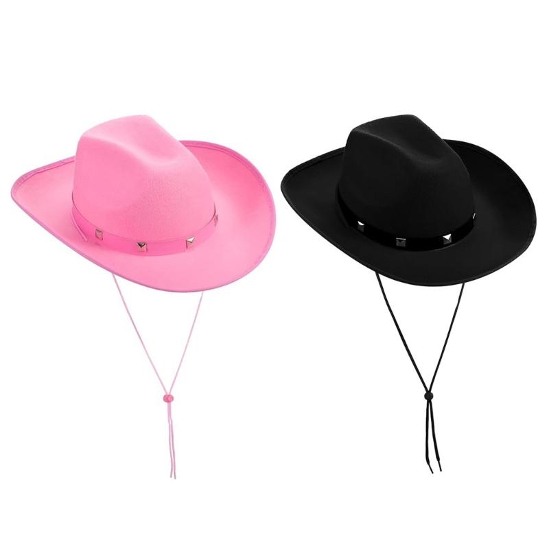 Rivets Decors Cowgirl Hat Plain Color Hat Cowboy Hats for Stage Performances