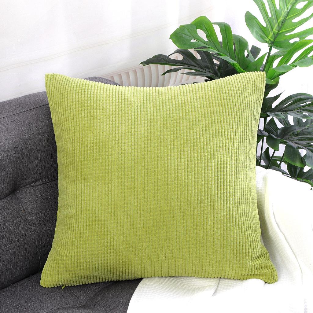 Uxcell Washable Velvet Cushion Nordic Style Toss Car Corn Stripe 65x65cm Cover, Pillowcase, Pillowcase, Sofa, Chair, Room, Decor, Green,