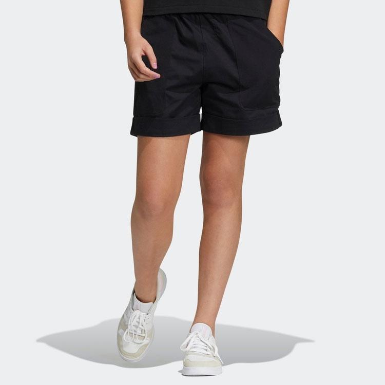 Adidas Neo Solid Color Elastic Waistband Sports Casual Shorts Women Bottoms Black HF7272