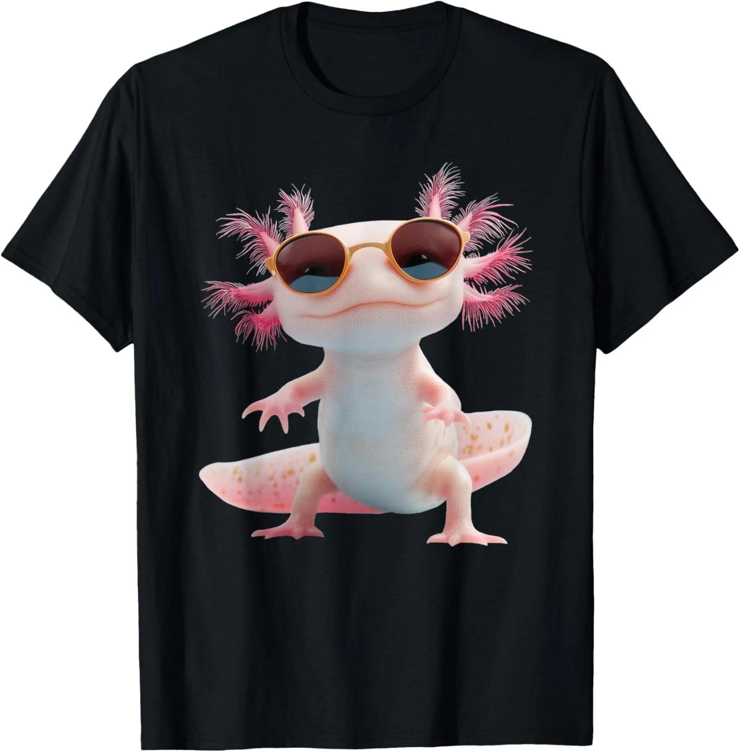 Axolotl Wearing Sunglasses Kawaii Funny Graphic T-Shirt S