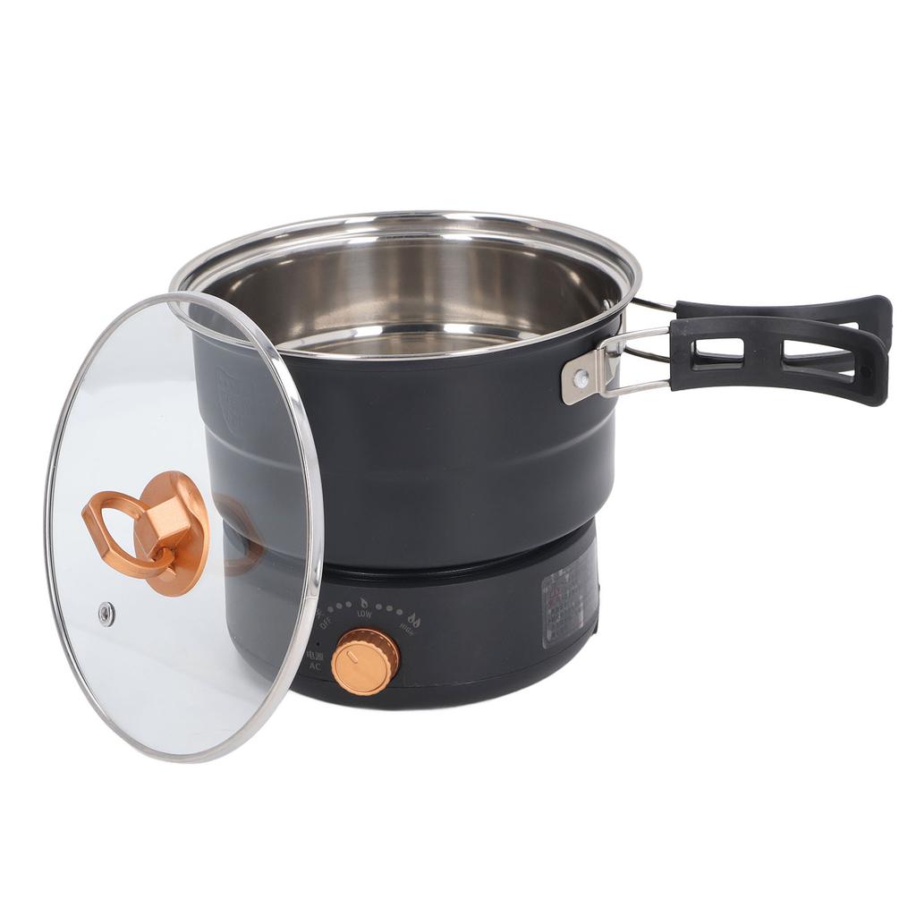 500W 1,6L Bærbar elektrisk koker med sammenleggbart håndtak Varm gryte for leirhybel Avtakbar Multi