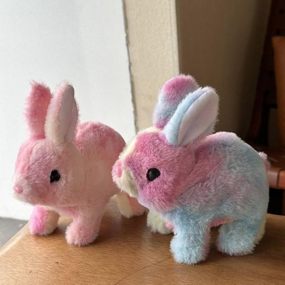 Süßes buntes elektrisches Kaninchenspielzeug mit wackelnden Ohren, Geschenk für Kinder, interaktives Plüschtier, macht Geräusche, Kaninchenspielzeug Kinder