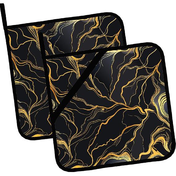 Vintage Floral Pot Holders Set of 2,Kitchen Heat Resistant Potholder for BBQ Cooking Baking,Food Hot Pad for Women Men