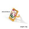 1 Piece Stylish Handmade Resin Jewelry Flower 18K Gold Plated 304 Stainless Steel Open Adjustable Geometric Rings For Women Gift
