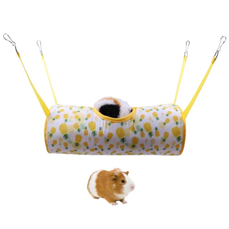 Small Animal Tunnel Hammock House Playtube Tunnel Toy Hamster Cage Hanging Tunnel Hideout Bedding Habitat for Chipmunk