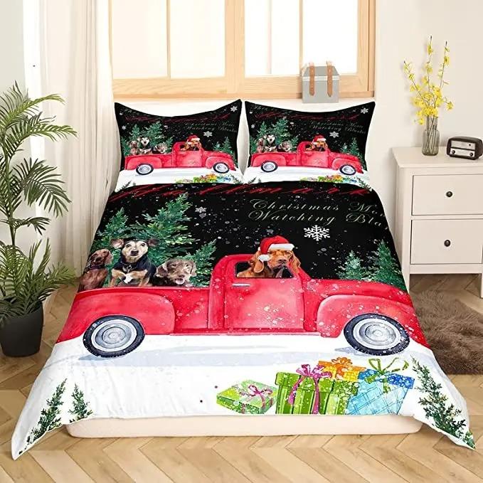 Christmas Duvet Cover Set King Queen Full Twin Size For Kids Teens Adults Polyester Bedding With Pillowcase
