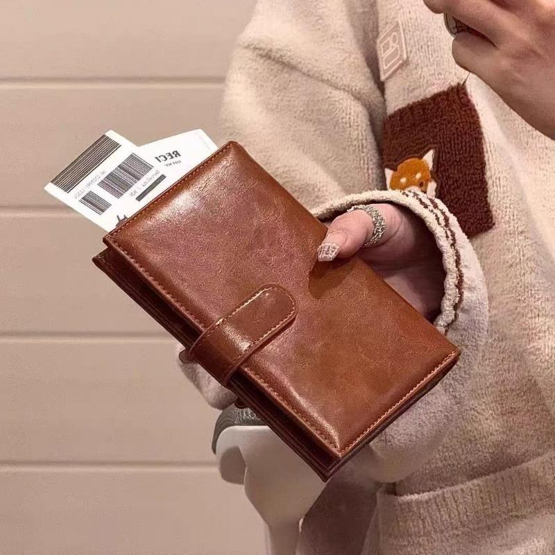 Women Passport Wallet Travel Document Organizer Long Clutch Wallet PU Leather Passport Holder Card Holder Ticket Cash Organizer RFID Blocking Purse