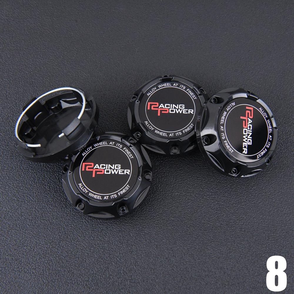 4PCS JDM Sport Rim Cap Clip 56mm Racing Sport Emblem Sticker Wheel Center Caps Hub Cap Black & Silver