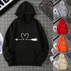 Women's Hoodie High Street Unisex Style Double Pockets Sweatshirts Outerwear Heart Print Women's Clothing Man