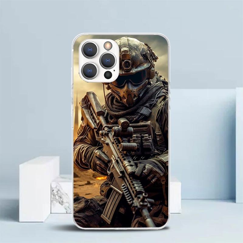 Military Army Special Forces Soft Cover for iPhone 16 17 Air 15 14 Pro Max 16E Phone Case 13 Mini 12 11 7 SE 8 Print Pattern Fit
