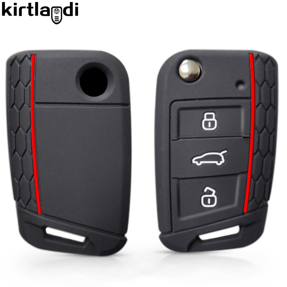 Silicone Key Cover Holder for Skoda Octavia A7 Rapid Kodiaq Fabia Seat Ibiza Leon Ateca for VW POLO Golf 7 Tiguan T-Roc T6 Case