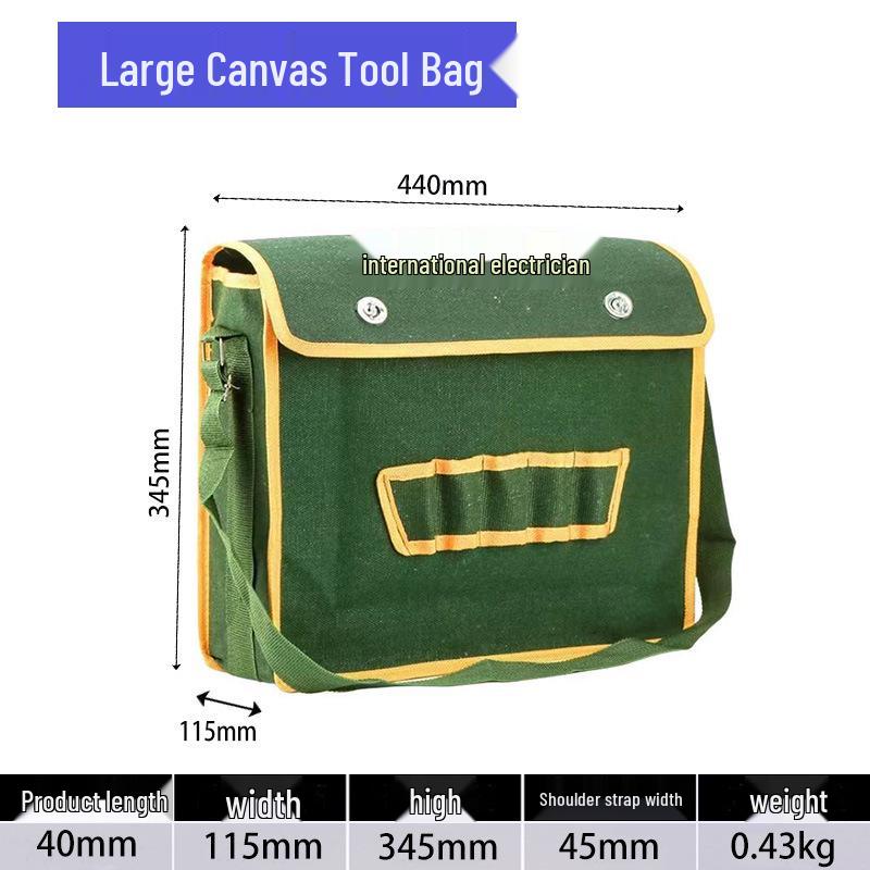 Vysoce odolná plátěná taška na nářadí pro elektrikáře - Víceúčelová, rozšířená a zvětšená crossbody pro stavebnictví a opravy