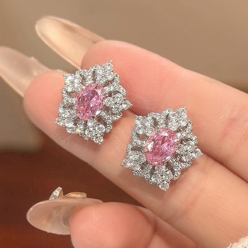 

Набор украшений Аксессуары Серьги-гвоздики Ожерелье Кольцо Розовый цирконий Премиум Чувствительные Женщины