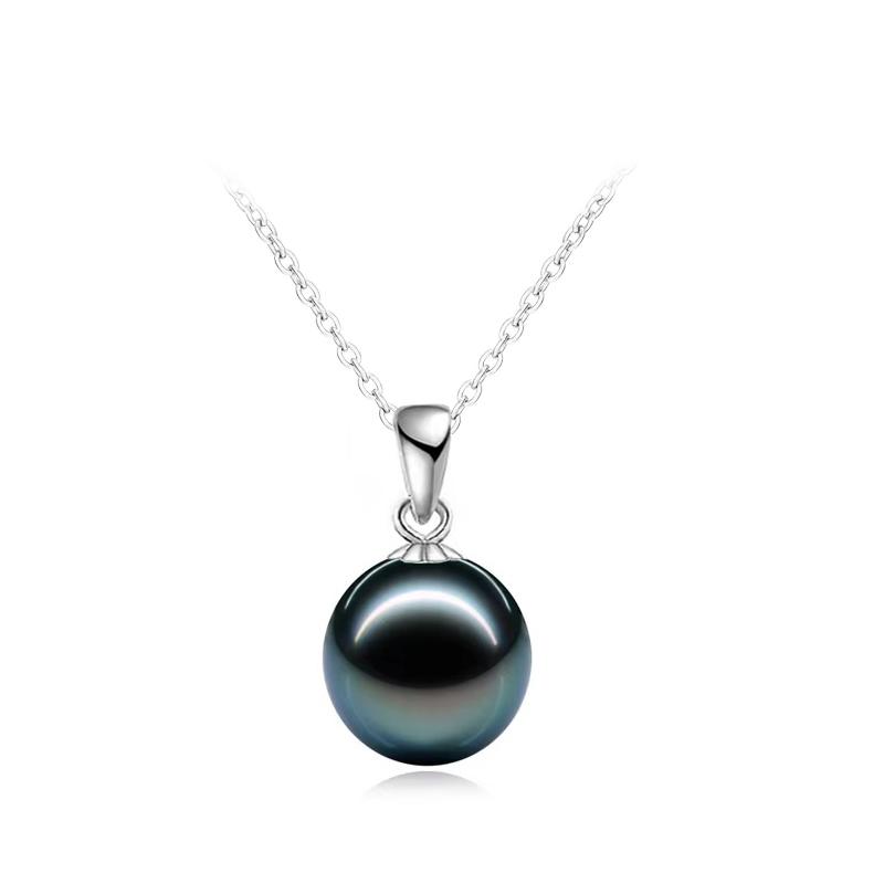 

Real Natural Sea Black Tahitian Pearl Pendant Women,Trendy 925 Silver Pearl Pendant Girls Mother Wife Birthday Gift 8-9mm