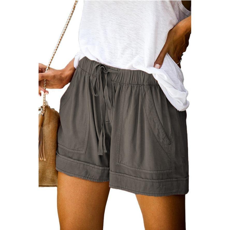YYFS Pantaloncini sportivi a vita alta con stampa tinta unita casual alla moda da donna