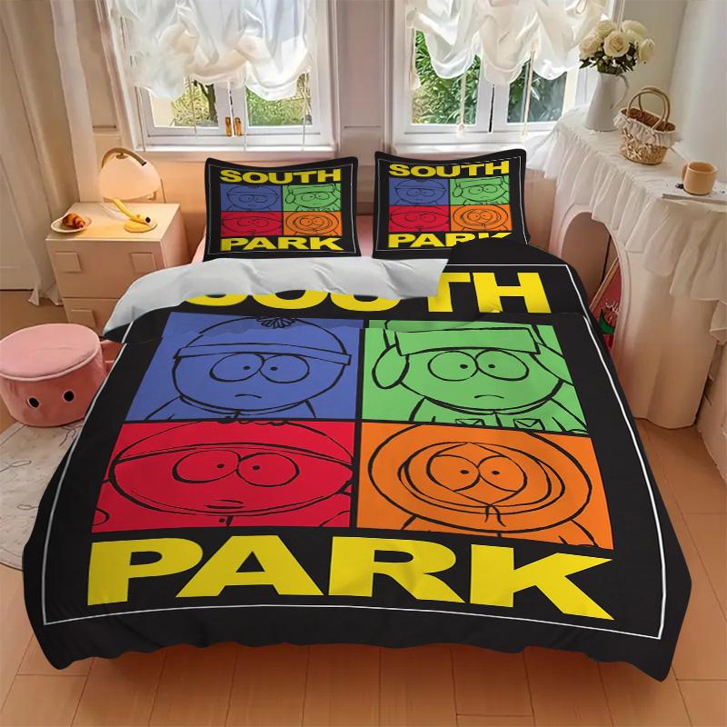 South Park Bedding 3 Piece Set HD Print Duvet Cover Pillowcases for Teens Adult Bedroom Decoration Christmas Gift