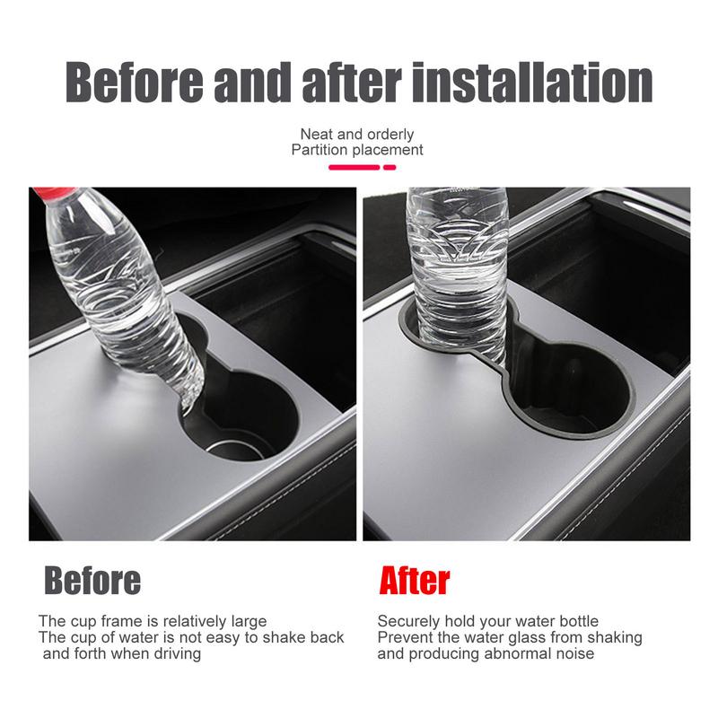 TPE Car Cup Holder Organizer For Tesla Model 3/Y Card Slot Interior Parts Center Console Non-slip Water Insert