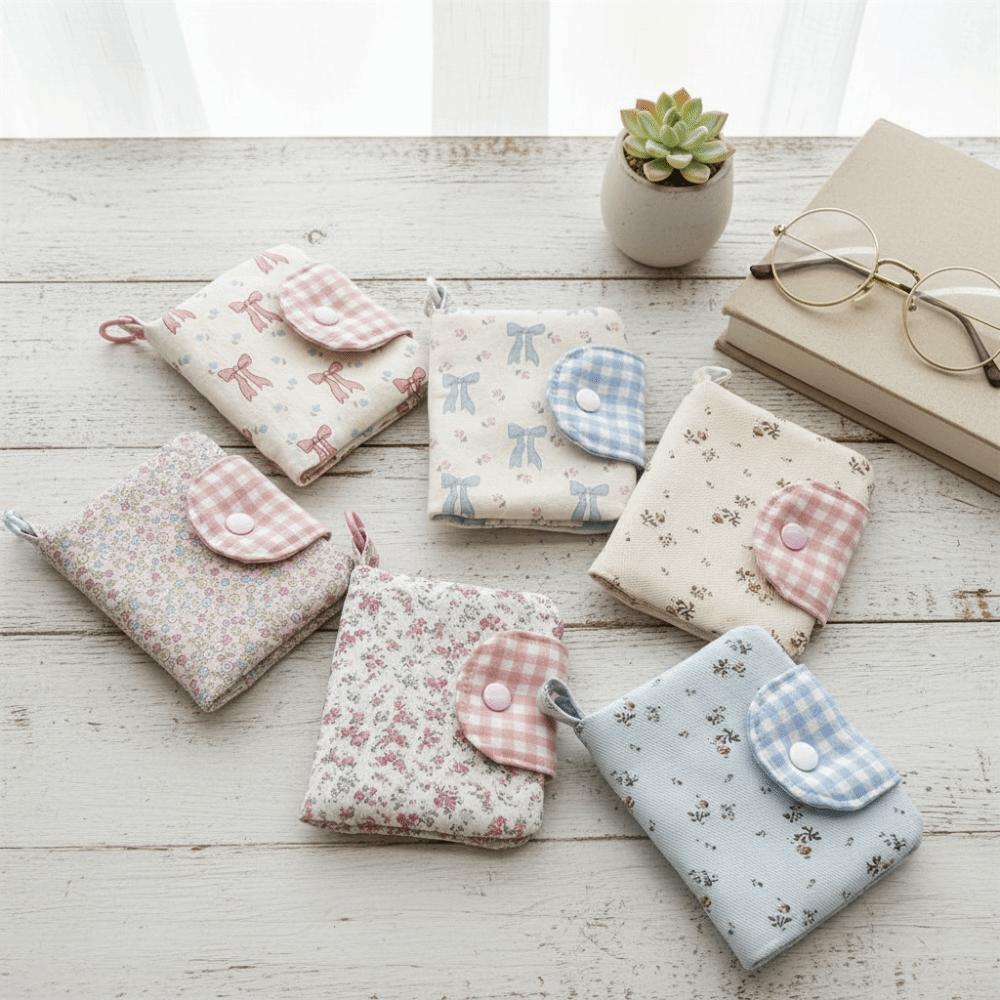 With Key Ring Fabric Floral Card Bag Cute Multiple Card Cloth Printed Wallet Korean Style Fashion Card Storage Bag Girls Women
