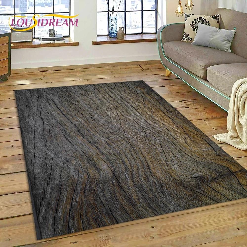 Color 3D Wood Grain Lines Rug Carpet for Living Room Bedroom Home Decor,Floor Mat Non-slip Decoration for Sofa Doormat Kid Gift