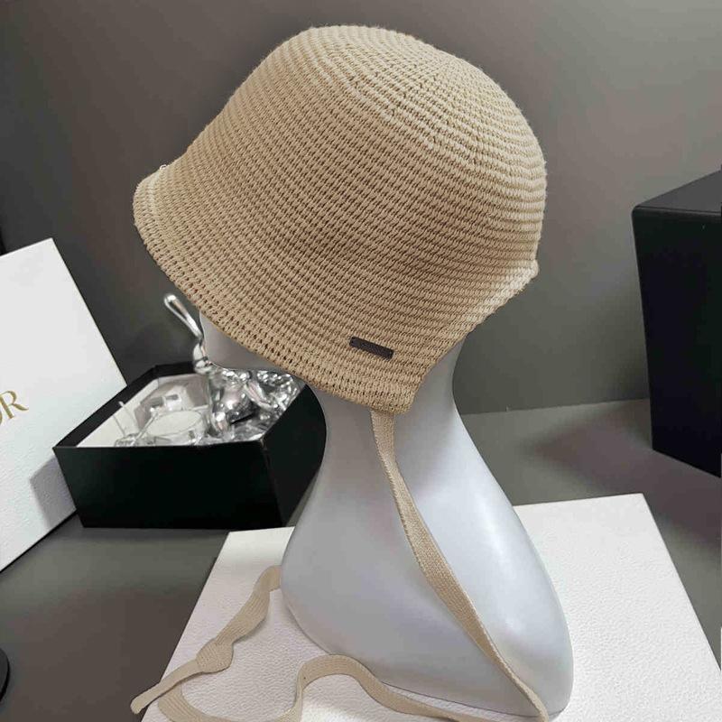Ni Ni hat women's knitted breathable bucket hat solid color versatile casual sunscreen visor new