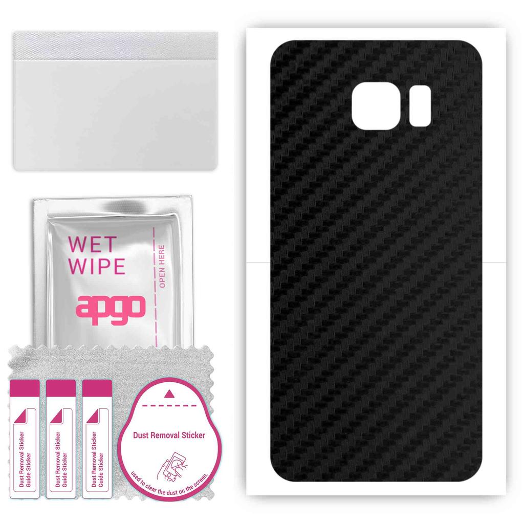 apgo Protective Skin Sticker for the Back Compatible with Samsung Galaxy S7 Active, Wrap Film, Foil, Vinyl - Pattern Carbon Black