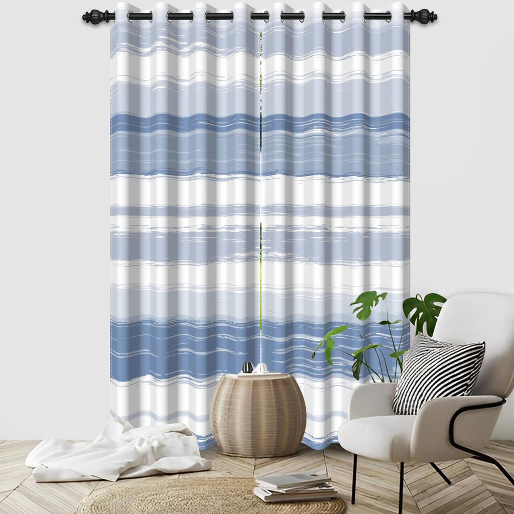 Set Of 2 Abstract Striped Pattern Curtains Multiple Colors Top Living Room Bedroom Decor Rod Pocket Curtain With Grommet Light Blocking Polyester