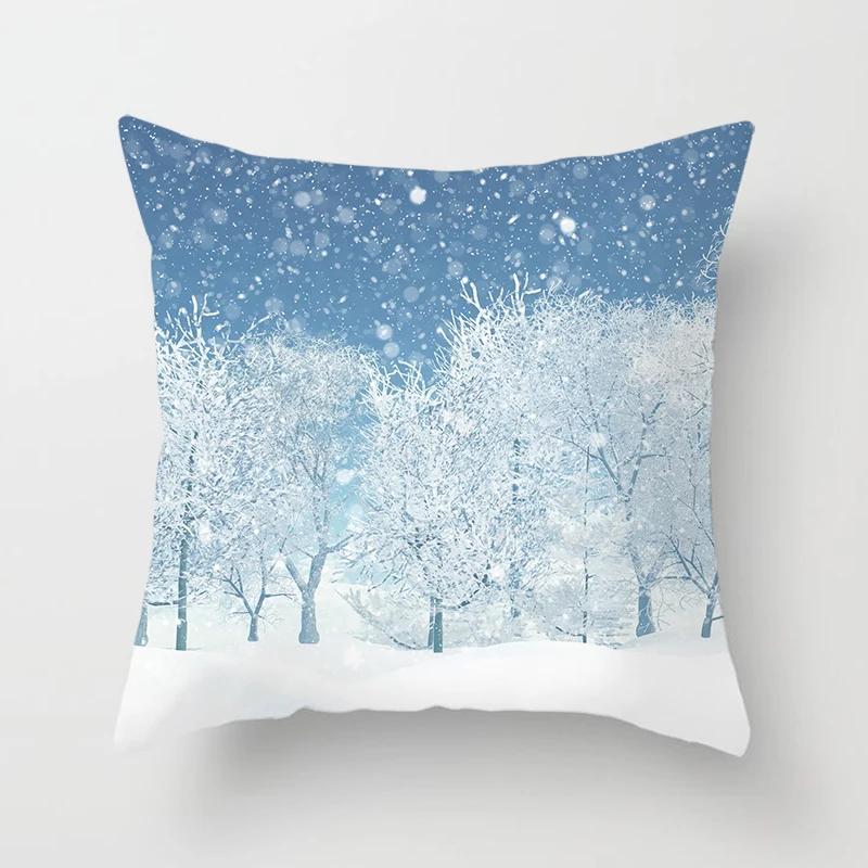Home Decor Winter Scenes Pillow Covers for Cozy Decor Pattern Cushion Cover Suitable for Sofa Bedroom Car Pillow Cover