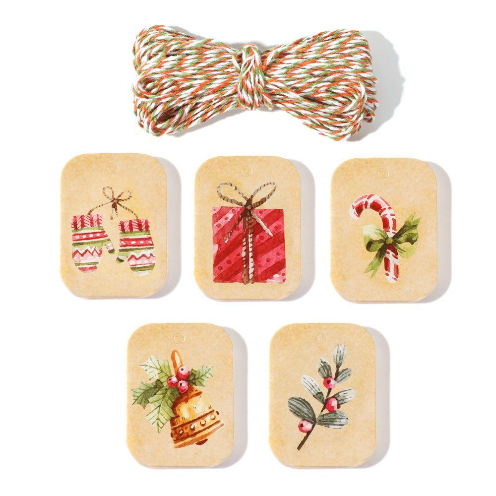 

48/50 шт. DIY Пакувальні матеріали Крафт-папір Різдвяні етикетки Підвісні бірки Крафт-бірка Пакування подарунків 6