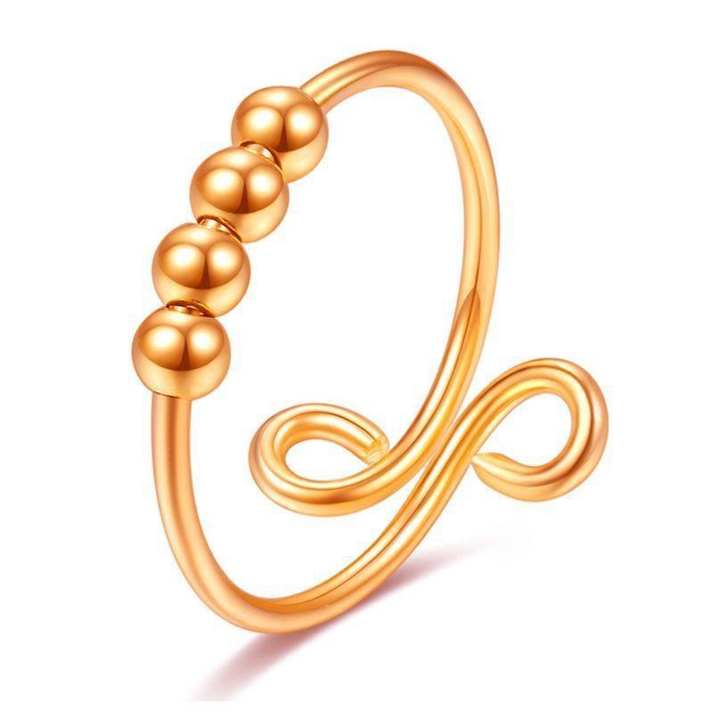 Inel rotund cu margele rotunde cu două straturi pentru femei Inel pentru ameliorarea anxietății pentru femei