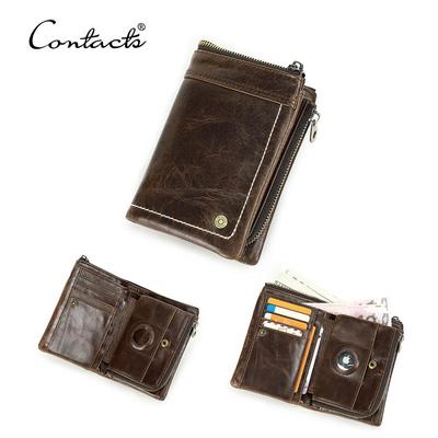 Porta carte RFID da uomo in vera pelle con porta carte RFID con portafoglio Airtag anti-smarrimento con cerniera portamonete con pochette maschile