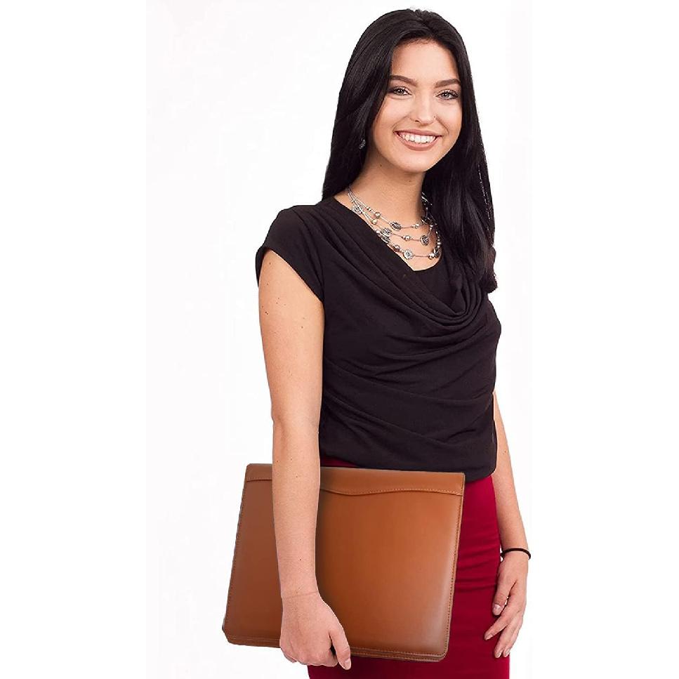 Leather Portfolio Folder Padfolio, Business Padfolio Organizer Document Planner Portfolio Binder Storage Pocket for Legal Pad Holder Paperwork Phone