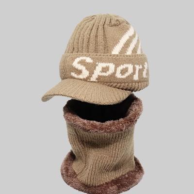 Knitted Wool Hat Men's and Women's Neck Warmer Autumn and Winter Fleece-lined Thickened Warm Hat Cycling Earflaps Scarf Couples' Cap