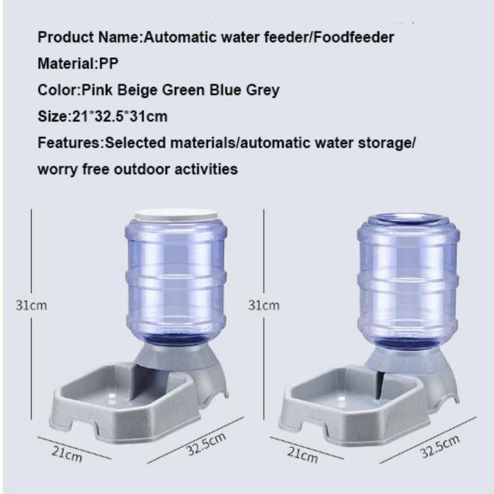 High Capacity Dog Automatic Feeders Plastic 21*32.5*31cm Feeding and Drinking Tool 5 Colors Pet Feeding Bowl Pet Supplies