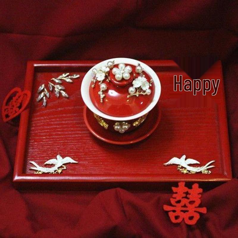 Tying the Knot Ceramic Wedding Tea Cups with Lids - DIY Handmade Decoration