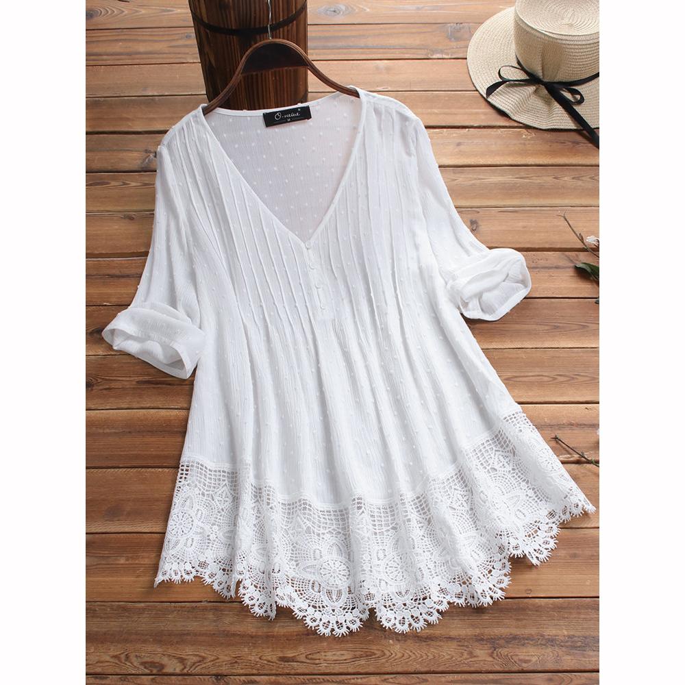 

Женская рубашка на пуговицах с круглым вырезом, классическая модная рубашка с длинными рукавами и цветочным узором, офисная рабочая рубашка, блузка M белый