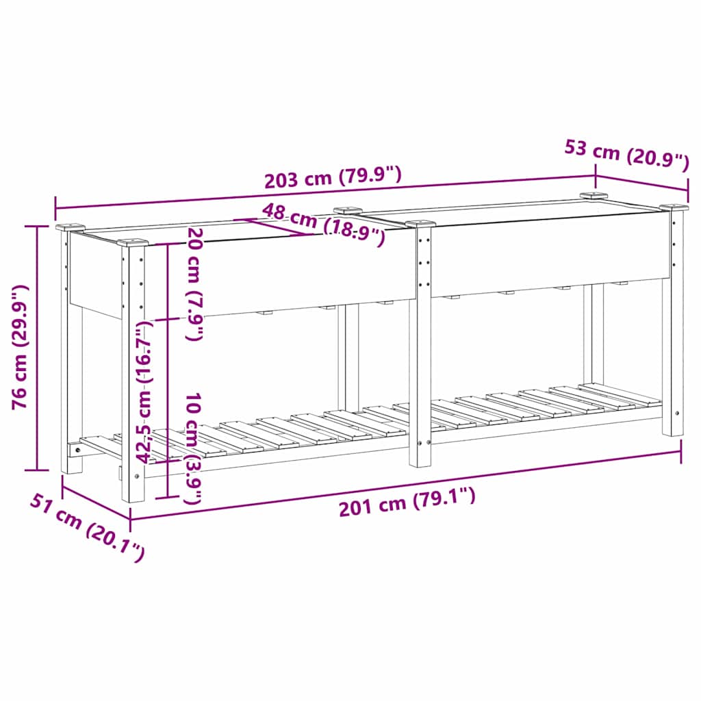 Garten Pflanzgefäß mit Regal Beige 203 x 53 x 76,5 cm