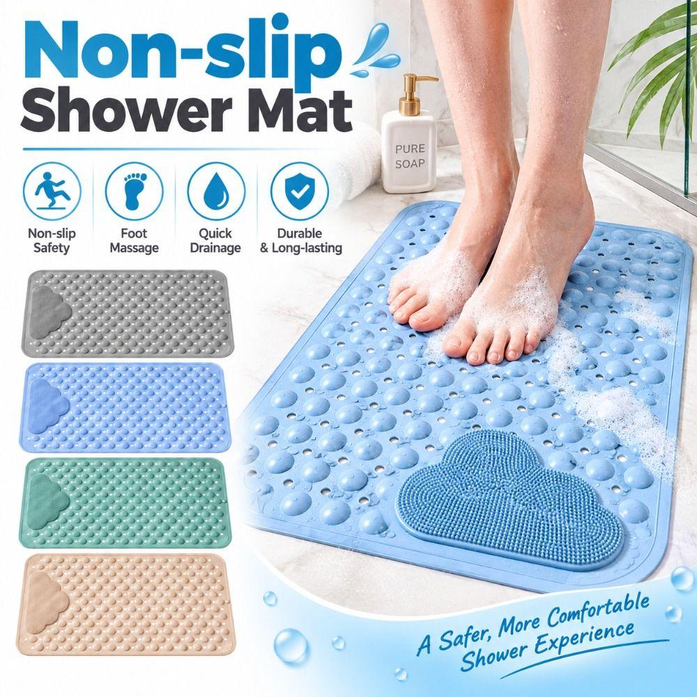 with Suction Cup Shower Mat with Drain Holes Bathroom Mat New Massage Shower Rug