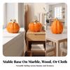 Ceramic Pumpkin Figurine Ribbed Thanksgiving for Desk