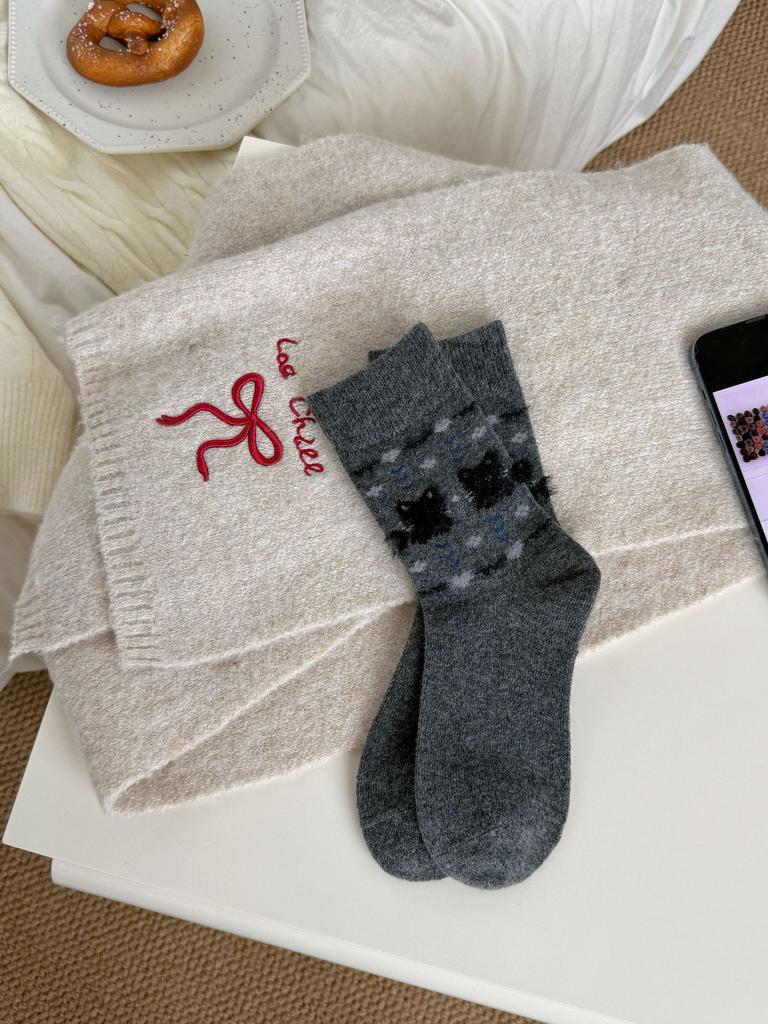 Tutu Bear Bear, Thickened Warm Cartoon Medium Tube Socks Wool Socks Stacking Socks Children