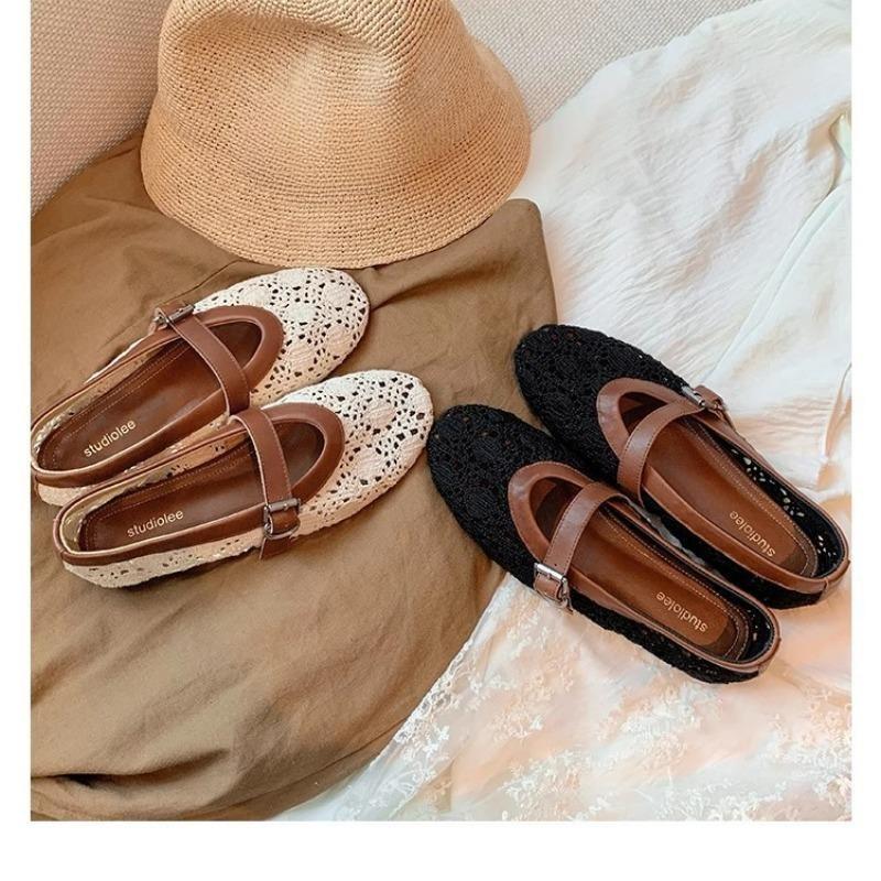 A New Style of Women's Shoes with A Hollowed-out Design and A Versatile Shallow Opening One-shoulder Style Devotion