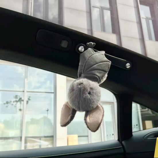 Grauwige Vleermuis Pluche Speelgoed, Ondersteboven Hangend Knuffeldier, Creatieve Halloween Decoratie voor Autospiegel, Verzamelbaar Cadeau voor Kinderen