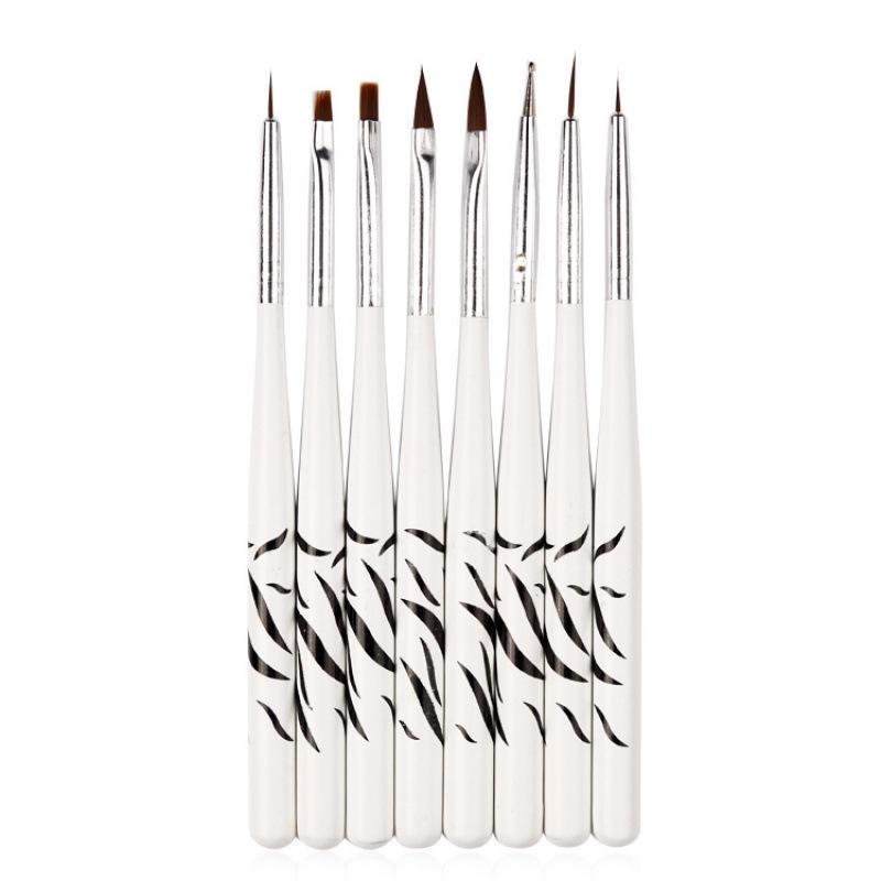 Zebra Stripe 8-Piece Nail Art Brush Set - Painting, Liner, Carving, and Dotting Tools